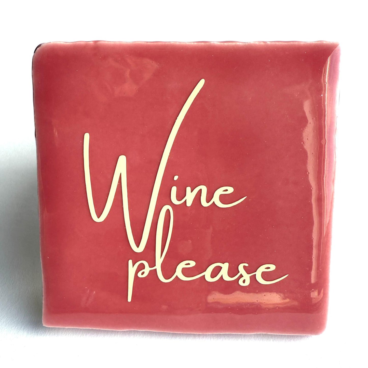 BONT Tegeltje 'Wine Please' | Donkerroze & Creme | 10x10cm